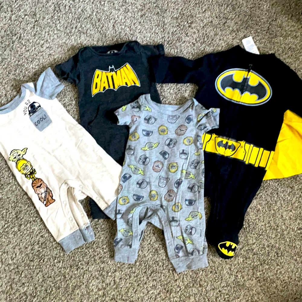 Star Wars + Batman Baby onesies